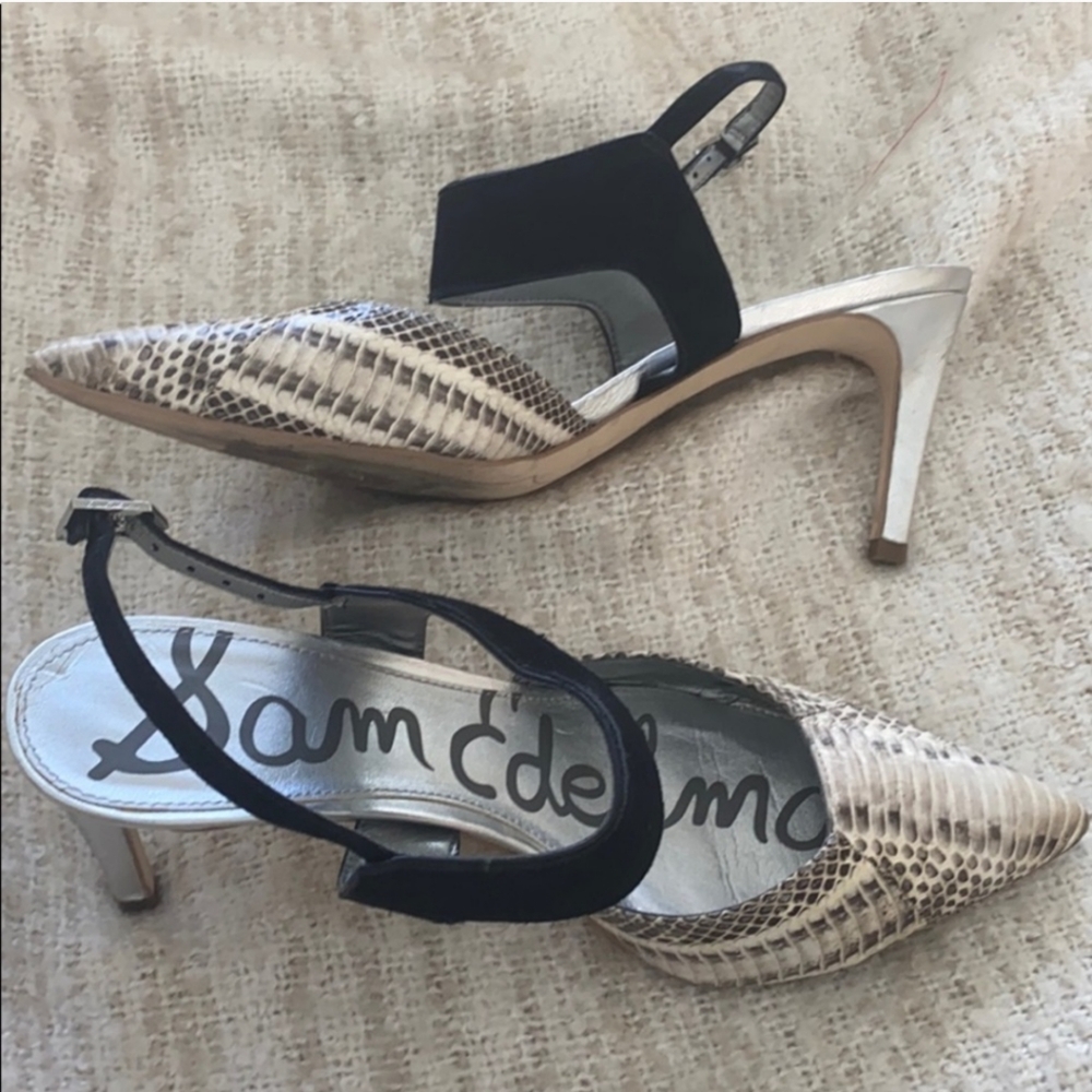 Reposh: Sam Edelman Snakeskin Kitten Heel Slingbacks
